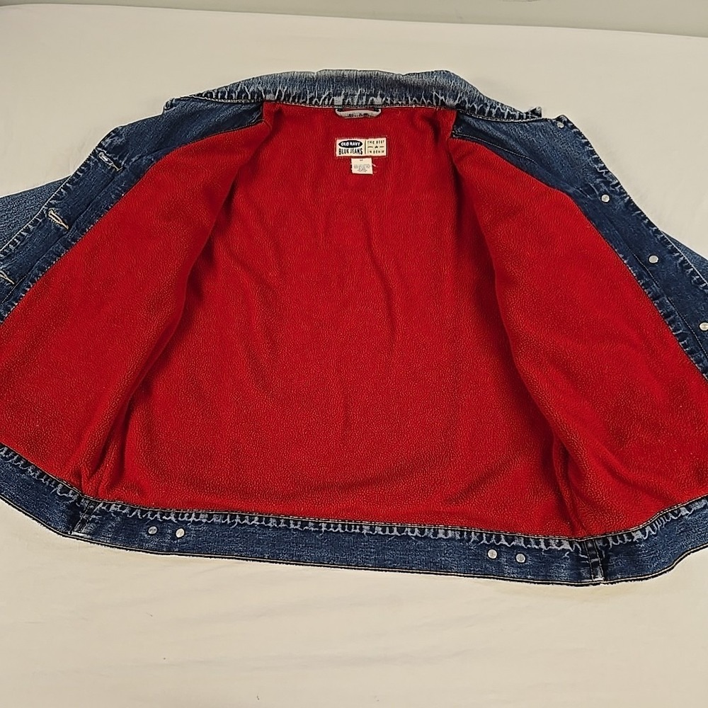 Vintage Old Navy Denim Trucker Jacket Size Medium Fleece Lined Faded Wash Y2K - Picture 8 of 16